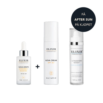 Kjøp Elixir NOVA CREAM 30+ og Elixir NOVA DROPS SPF 50+, FÅ Elixir ULTRADEFENSE REPAIR GEL «after sun» på kjøpet!