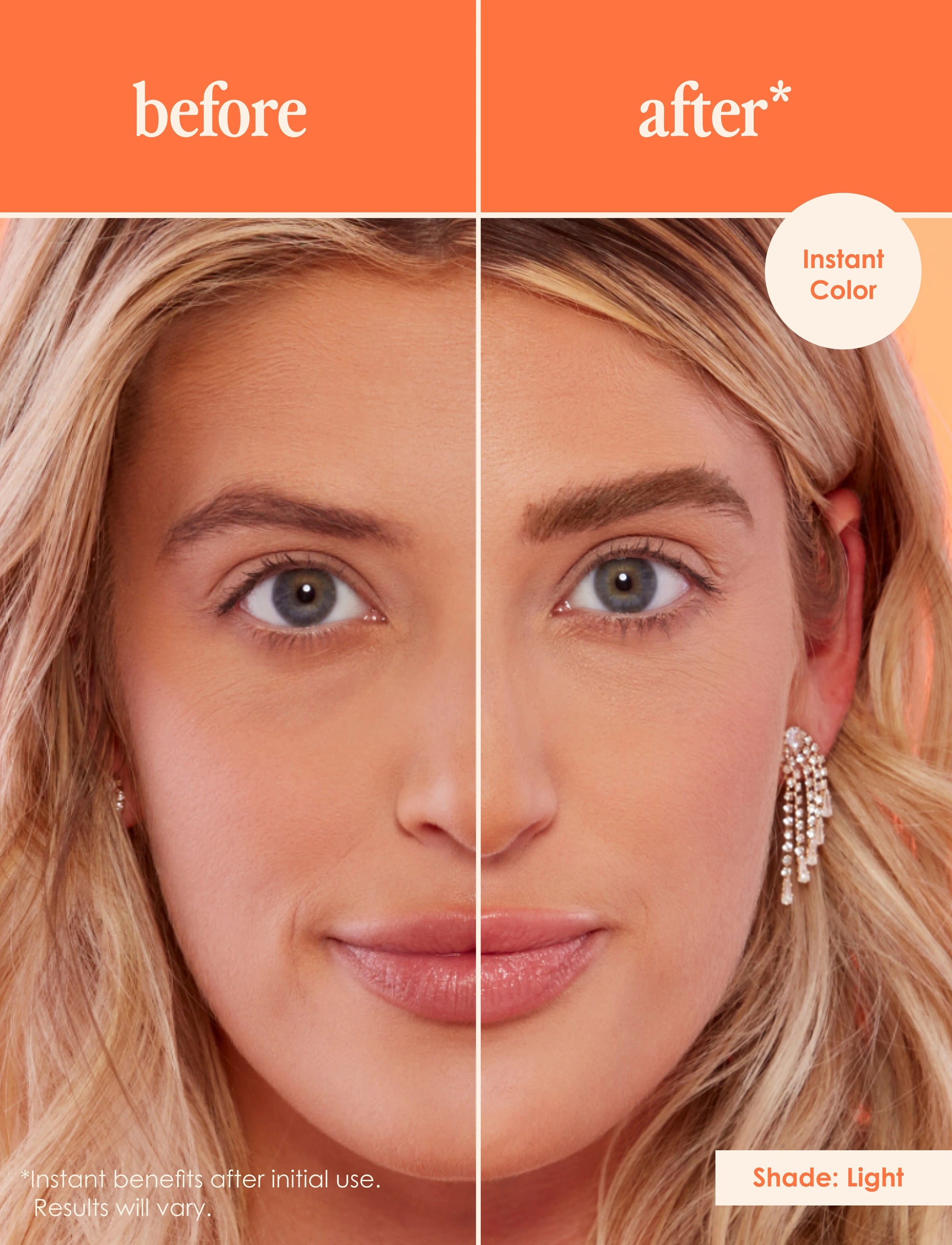 GrandeBROW 2-in-1 Tinted Brow Gel + Brow Enhancing Serum Før og etter