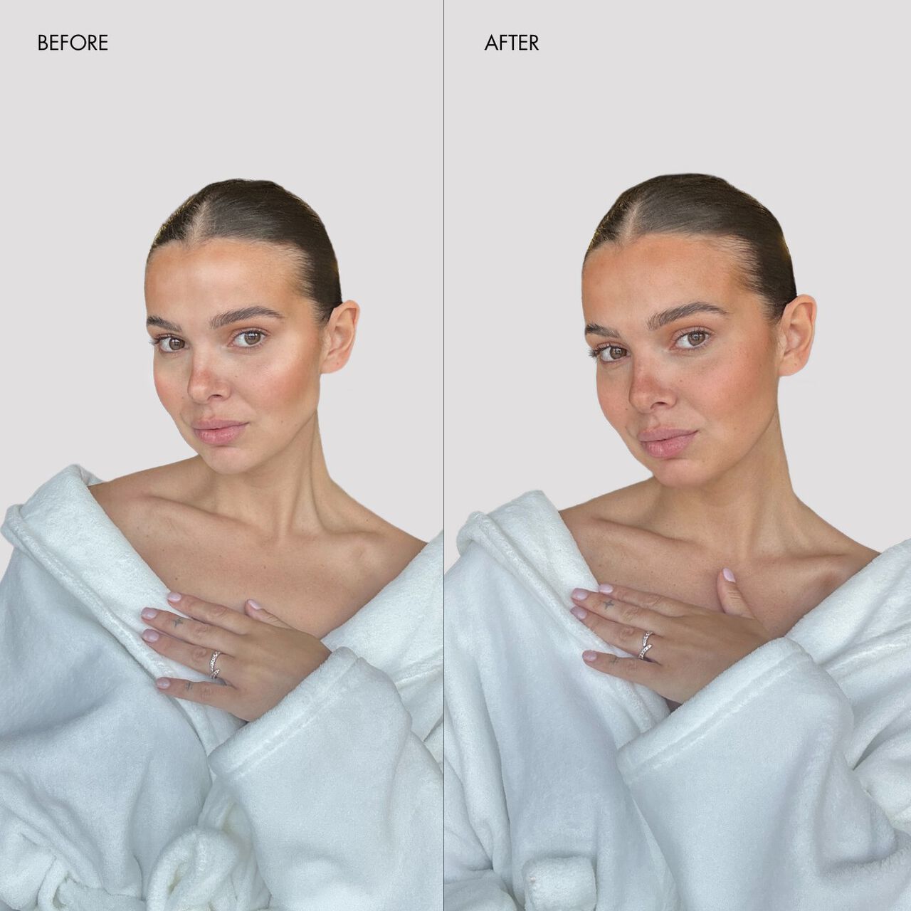 MARC INBANE 3- i -1 Mineral SPF 50 Powder før og etter
