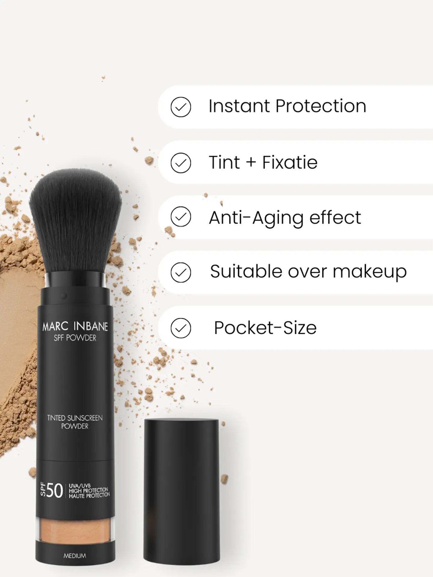 Marc Inbane Tinted SPF 50 Powder Brush