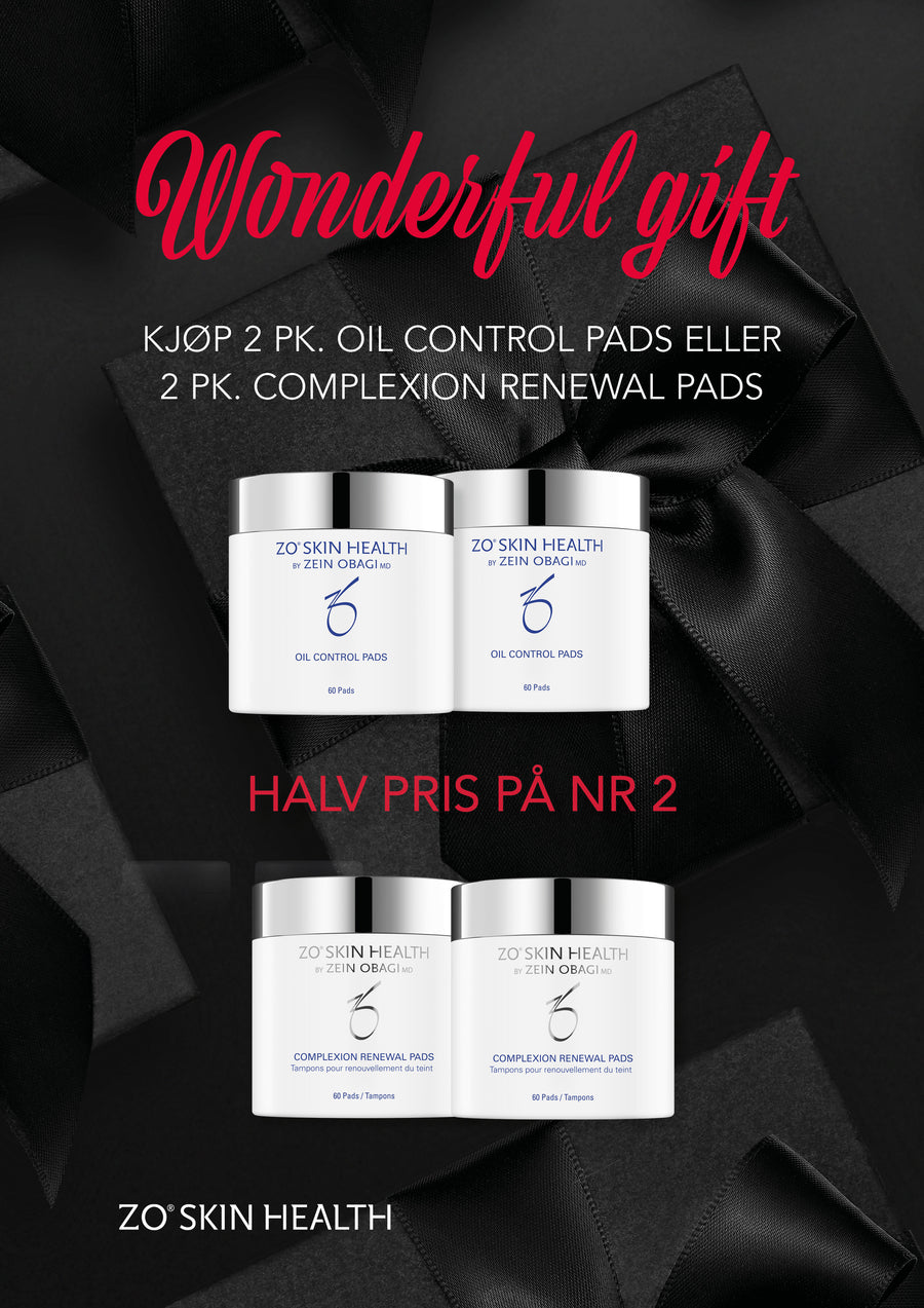 ZO Kampanje: KJØP 1, FÅ 1/2 PRIS PÅ NR. 2, gjelder ZO Oil Control Pads eller ZO Complexion Renewal Pads!